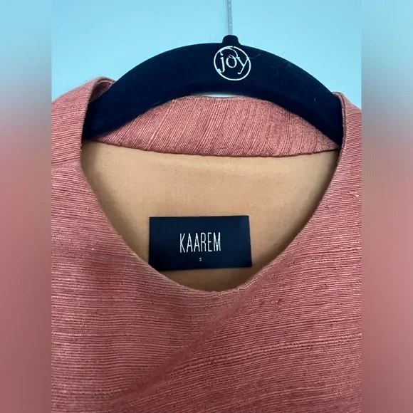 Kaarem Wind Chime Raised Collar Cropped Silk Top - Terra Cotta - Small - Picture 5 of 6